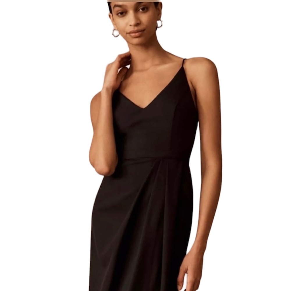 BHLDN black dress Anabela V-Neck Crepe Dress 0